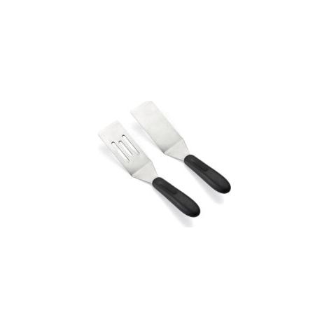 BEBUSINGOTO Set mit 2 kleinen Pfannenwendern, Mini-Pfannenwendern zum Wenden, Kochen und Backen, Metallspatel zum Servieren und Wenden, kleiner Edelstahlspatel für Steaks, Pfannkuchen, Brownies – Crez