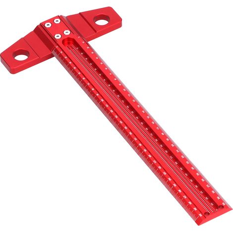 Règle Carrée en T en Alliage D'aluminium Amovible pour le Travail du Bois Scriber Art Encadrement Outils de Dessin Règle de Marquage Ultra Précision (rouge)(600mm),carré (1/4)
