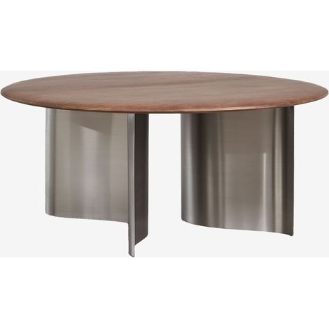 SKLUM Runder Couchtisch Ø80 cm aus Mangoholz und Edelstahl Marvion              Mango-Holz                     