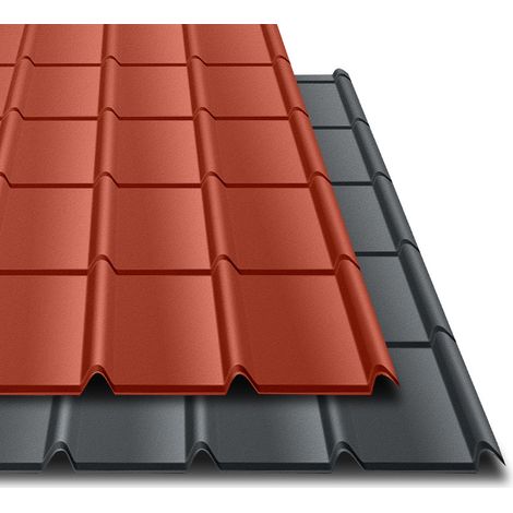 Bacacier – Tôle imitation tuile emboîtable – Acier 0.50 mm – Surface 1.00 m² – Pente minimale 23% – Mat texturé – 20 tuiles par panneau