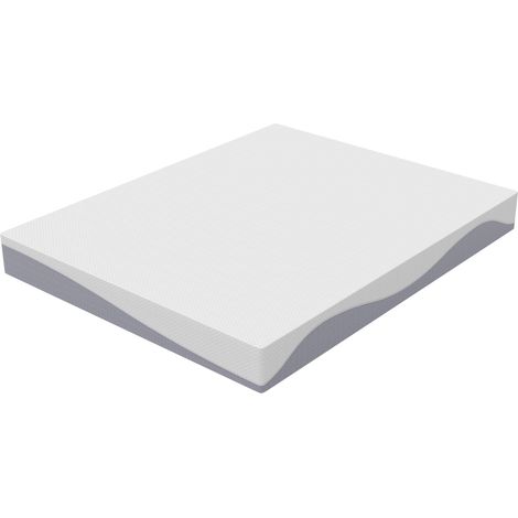 Matelas en mousse 160 x 200 cm, matelas confortable de fermeté moyenne, hauteur 20 cm, certifié Oeko-TEX, gris et blanc, réversible, H3/H4, housse amovible (1/5)