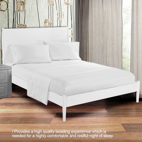 Ensemble de draps doux, couvre-lit à poches profondes, literie de haute qualité, blanc crème, taille QUEEN, 4 pièces (1/5)
