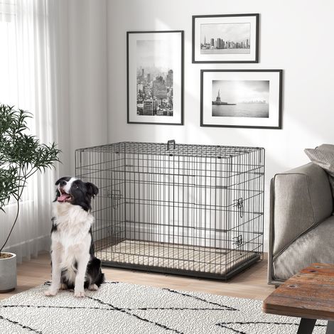 Trasportino pieghevole per cani con maniglia, vassoio rimovibile, cuscino incluso, 105 x 70 x 75 cm, nero
