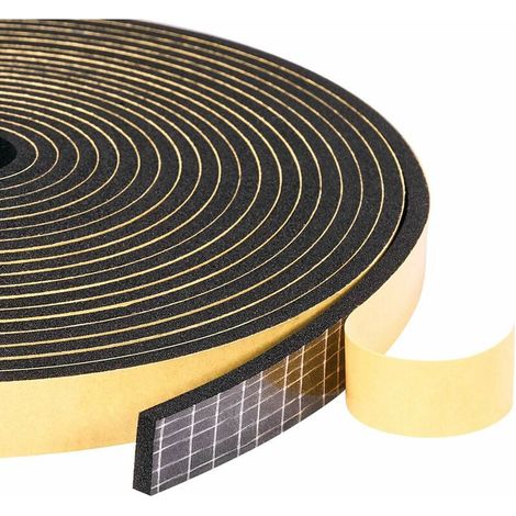 Isolation d'étanchéité de porte à 3 rouleaux, isolation en mousse collée d'étanchéité de fenêtre, bandes de caoutchouc résistantes au froid, 12 mm (L) x 3 mm (H) x 12 m (L), noir et jaune (4 m chacun) (1/5)