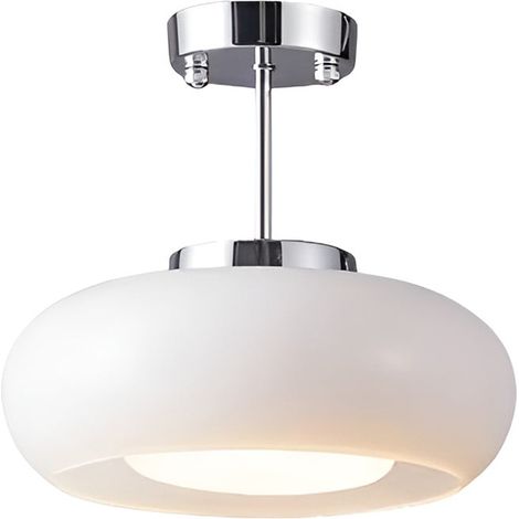 Luminaire de Plafond Chrome 28 cm 12 W, Design Mid-Century Moderne, Plafonnier Décoratif pour Intérieur (1/5)
