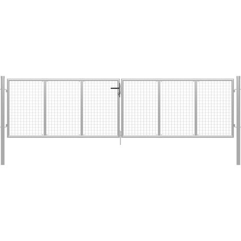 Gartentor Verzinkter Stahl 415 x 100 cm Silber vidaXL