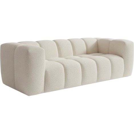 LAYANE - Canapé 3 places tissu bouclette beige