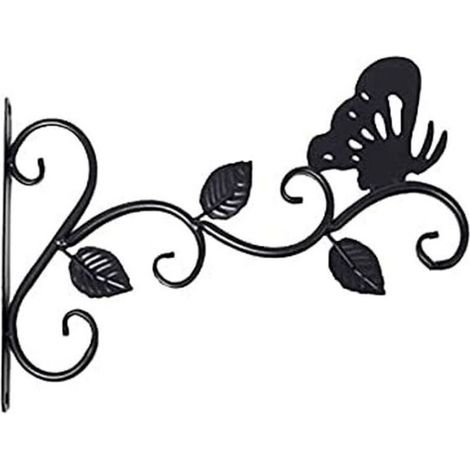 Set of 1 Hanging Plant Holder, Wall-Mounted Metal Plant Hook, Rustproof and Sturdy Butterfly-Shaped Plant Accessory Hanger, Black (1/5)