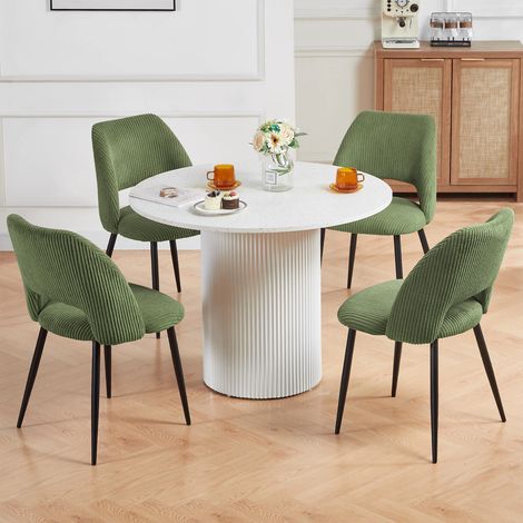 AINPECCA Dining Chairs Set of 4 Velvet Kitchen Counter Chairs with Booster Padded Seat Strong Black Metal Legs Backrest for Living Room Bedroom,Green