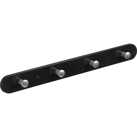 Hettich Garderobenleiste 4 Haken 38,0 x 4,0 x 0,8 cm schwarz Hakenleisten