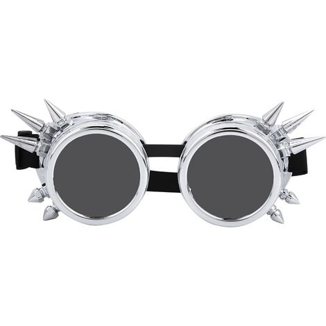 Ortviai Lunettes Rétro Steampunk à Double Lentille Anti-vent en ABS – Argent Brillant, 150 x 60 mm, lunettes de protection (1/5)