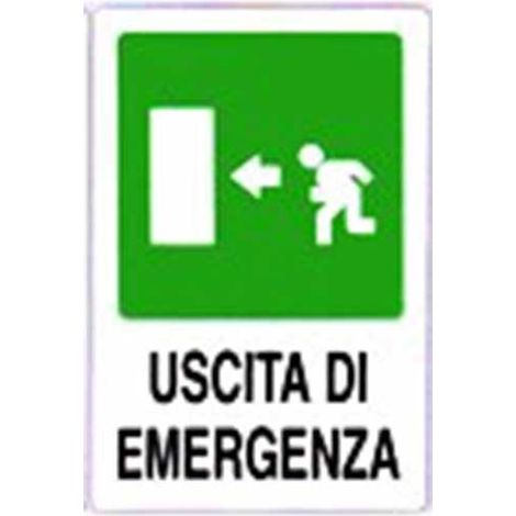 Cartello uscita di emergenza a sinistra cm 20X30 (1/2)