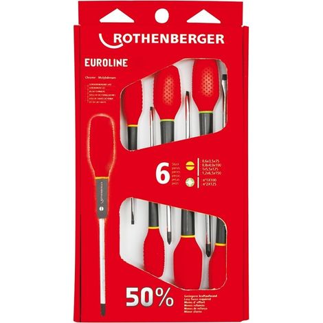 ROTHENBERGER Destornillador-Set EUROLINE, 2xPZ, 4xRanura - 73571