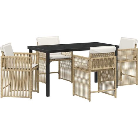 Ensemble de salle à manger pour jardin 5 pcs,Salon de jardin Beige polyrotin CFW12790 (1/5)
