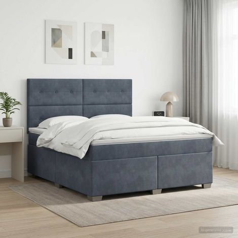 Lit boxspring avec matelas Gris foncé 140 x 190 cm Velours (1/5)