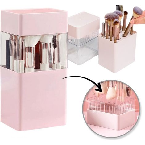 Organizador de brochas Ecarla, 12 unidades, recipiente de secado, 22 x 10,5 x 8 cm, rosa CB71R (1/5)