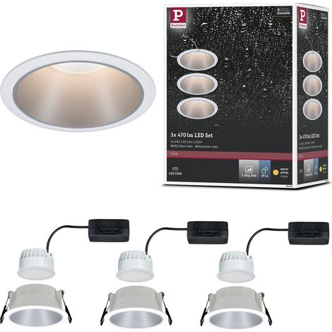 Spots encastrés Cole rond incl. 3x6,5 watts gradable projecteurs encastrés Blanc, Argent Lampe encastrée plastique, Alu zinc Spot pour plafond 2700 K (1/5)