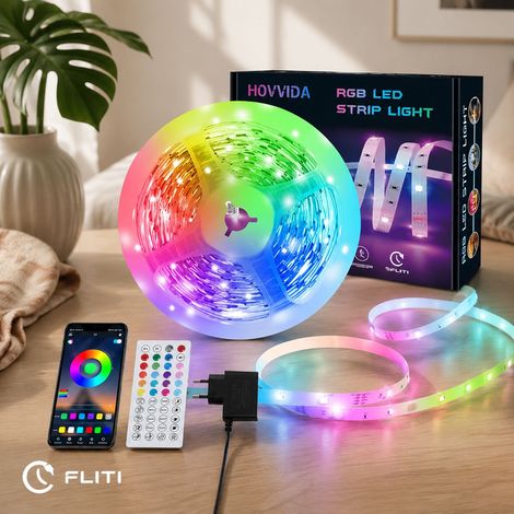 5m RGB LED Strip with 150 Diodes, App and Remote Control, Music Sync, Timer, for Interior Decoration (1/5)