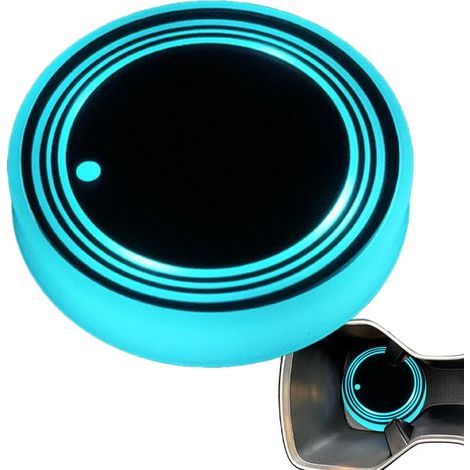 Sottobicchiere per auto luminoso con luce LED a forma di bicchiere e sensore intelligente per il cambio di colore, per interni auto. (1/5)