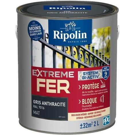 Ripolin 395988 Matte Eisenfarbe Grau Anthrazit 2L