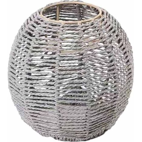 Abat-jour suspendu en rotin tressé à la main, de style bohème, idéal pour les îlots de cuisine, les chambres, les salles à manger et les espaces repas (gris). (1/5)