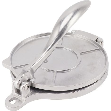16 cm Tortillapresse aus Aluminiumlegierung – Manuelles Gerät für Fladenbrote, Pizzen und Pasta – Silber (1/5)