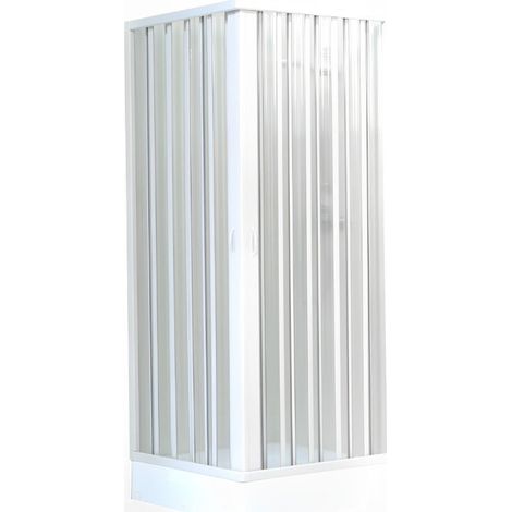 Box doccia bianco 2 lati a due ante con apertura angolare in PVC autoestinguente - 70/80x80/90 cm - H. 185