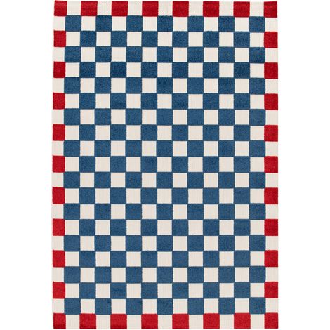 sweeek - In- und Outdoor-Teppich, blau und rot kariert - 80 x 150 cm