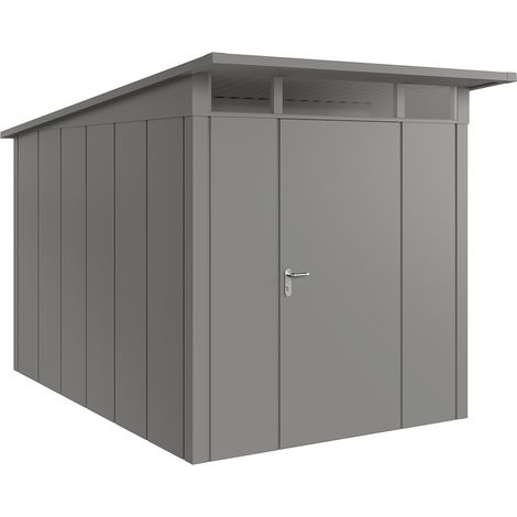 Hörmann Metall-Gerätehaus "Juno" mit Pultdach, JPD7 - Design, 214 x 310 cm (B x T), graualuminium, 1-flüglige Tür, Anschlag rechts