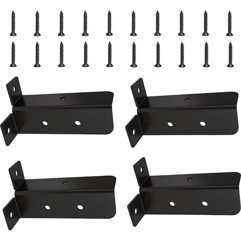 4 Pcs Support Poteau Bois Noir, Manchon à Visser (1/5)