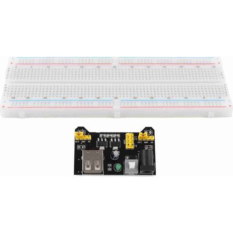 Plaque d'essai à 830 points de connexion, module d'alimentation 3,3 V/5 V avec kit de câbles de connexion pour projets de circuits DIY (1/5)