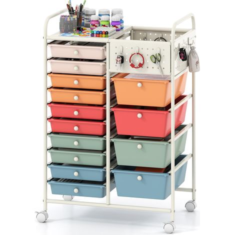 COSTWAY Carrello Portaoggetti Con 14 15 Cassetti Removable Carrello Organizzatore In Plastica Mobile Con Ruote Bloccanti Salvaspazio Ampio Piano In Metallo Pa (1/5)