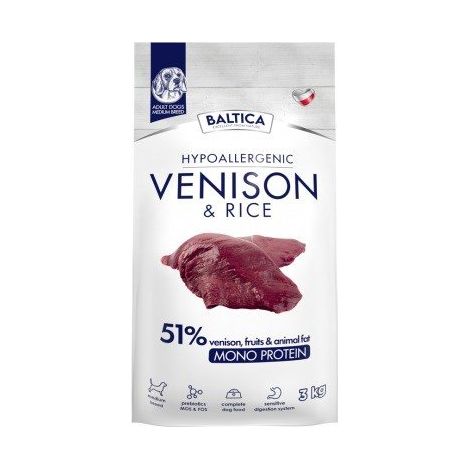 BALTICA NUTRACEUTIC Hypoallergénique Venaison et riz M 3 kg (1/2)