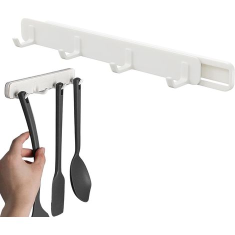 Crochets coulissants pour rails, crochets coulissants pour cuisine Porte-ceinture amovible mural pour armoire - Porte-canne non perforé pour soutien-gorge, cravates, débardeurs, serviettes, (1/5)