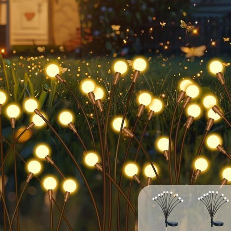 Lampes solaires pour le jardin, pack de 2 (20 LED) Lampes solaires lucioles Eclairage extérieur Jardin Lampes décoratives IP65 Etanche Lumière luciole pour chemin Cour Jardin Terrasse Décorativ (1/4)