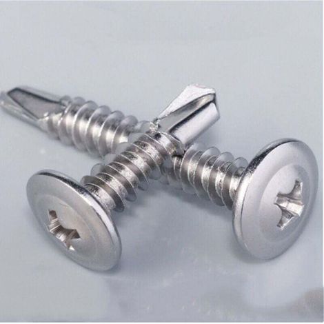 C44741 - Lot de 200 - Vis à tôle Autoperceuse - à Tête Large Bombée - Ø4.2x19mm - en Acier Zingué - à Empreinte PH/Cruciforme - Bricolage - Rénovation (1/4)