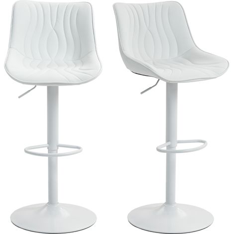 Lot de 2 tabourets de bar CYNTHIA blancs (1/5)