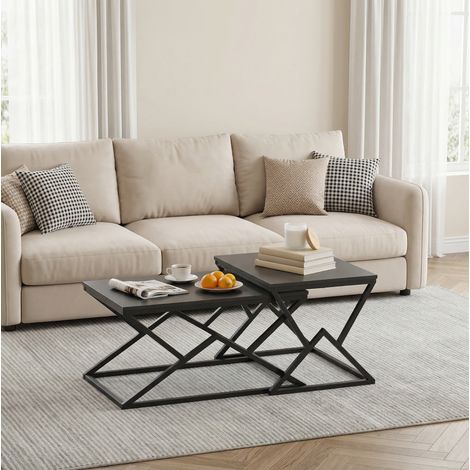 Geometrischer Couchtisch mit Metallrahmen, schwarz (1/5)