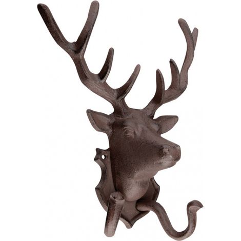 Esschert Design antik-rostbrauner Doppel-Wandhaken Hirsch Gusseisen 22x10x28cm