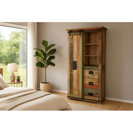 Kleiderschrank Mango massiv vielfarbig 175 x 100 x 45 cm LIBRO (1/5)