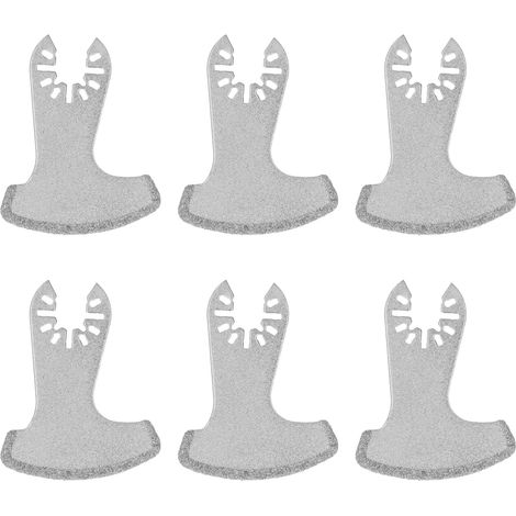 Lot de 6 lames oscillantes en faucille diamant carbure multifonction pour dépose carrelage maçonnerie (1/5)