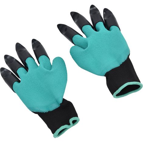 Gants de Jardinage Professionnels avec Griffes en Plastique ABS, 4 Griffes Résistantes, Matière PU et Coton, Taille Unique, Paire de Gants pour Travaux de Jardin, Plantation et Désherbage (1/4)