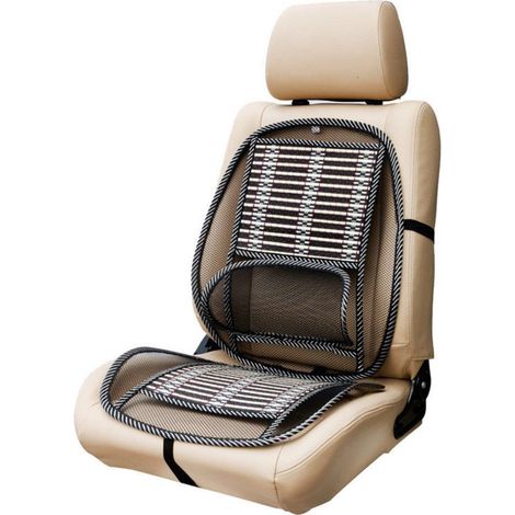Coussin de siège en maille d’acier, respirant, avec massage lombaire, beige, pour voiture, confort en été (1/5)