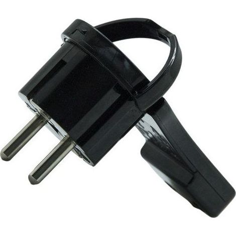 Fiche électrique plate mâle 2 pôles + terre, 16 A, noir