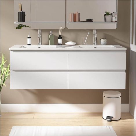 Mobile bagno doppio 120cm con piano in ceramica e rubinetteria SORRENTO