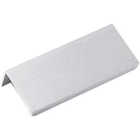 Poignée de meuble de cuisine, poignée encastrée en argent, poignée de porte cachée en alliage d'aluminium, 2 pièces, distance du trou 64 mm (1/5)