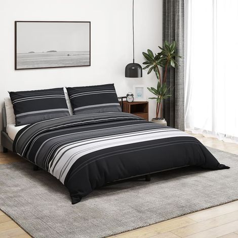Bettwäsche-Set Schwarz und Weiß 220x240 cm Baumwolle (1/5)