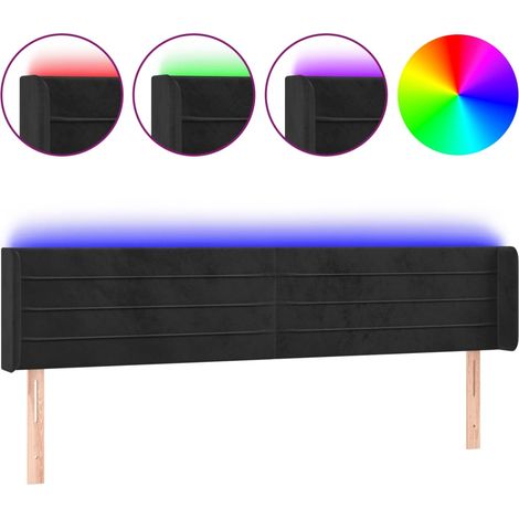 Maison Exclusive - Testiera a LED Nera 203x16x78/88 cm in Velluto (1/5)