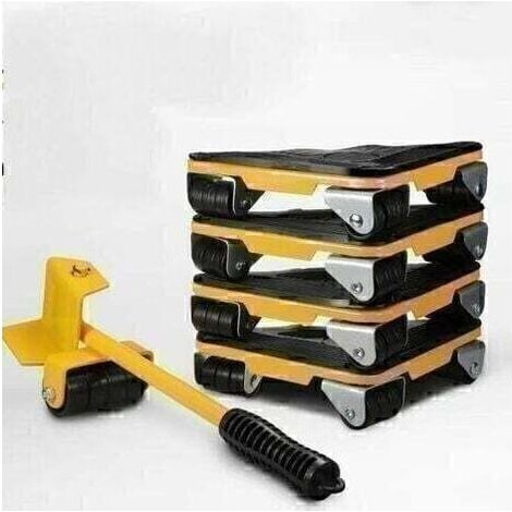 Kit de Deplace Meuble Lourd sans effort, Roulette Charge Lourde, Deplace Meuble Lourd, avec 1 Tige de Levage et 4 Roulettes de Déplacement pour Soulever et Déplacer des Meubles Charge 300KG (1/5)