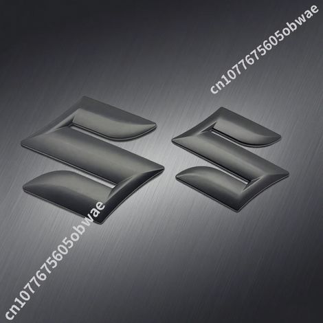 (10 cm x 8 cm, 2 pièces) Autocollant logo de coffre de voiture noir mat en ABS, modifié et compatible avec les emblèmes avant et arrière de la Suzuki Jimny, accessoires extérieurs (1/4)